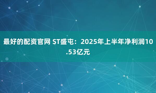 最好的配资官网 ST盛屯：2025年上半年净利润10.53亿元